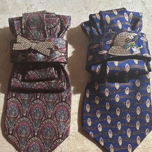Elegant Paisley women and Geometric Patterned Ties